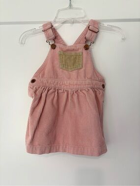 Dip Pink and Tan Corduroy Overall Jumper Dress 18/24